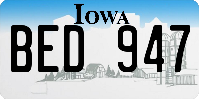 IA license plate BED947