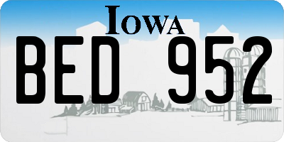 IA license plate BED952