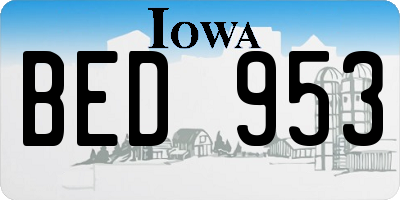 IA license plate BED953