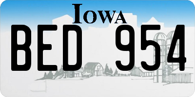 IA license plate BED954