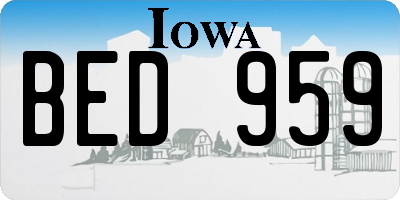 IA license plate BED959