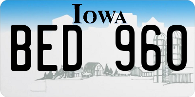 IA license plate BED960
