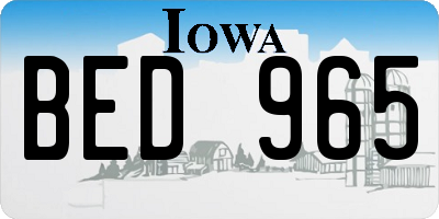 IA license plate BED965
