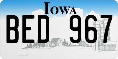 IA license plate BED967