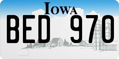 IA license plate BED970