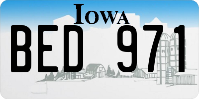 IA license plate BED971