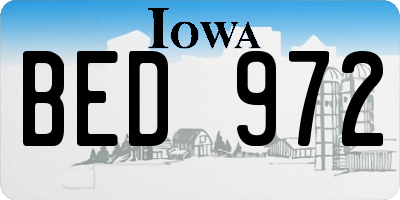 IA license plate BED972