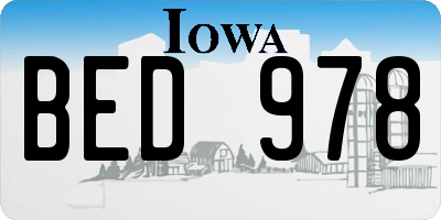 IA license plate BED978