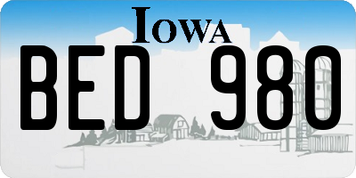 IA license plate BED980