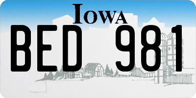 IA license plate BED981