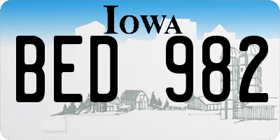 IA license plate BED982