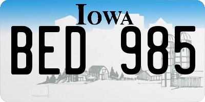 IA license plate BED985