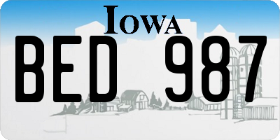 IA license plate BED987