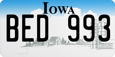 IA license plate BED993