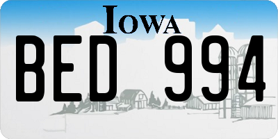 IA license plate BED994