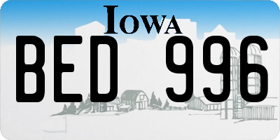 IA license plate BED996