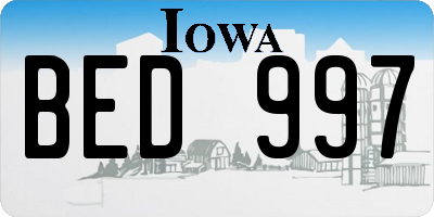 IA license plate BED997