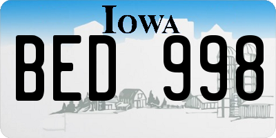 IA license plate BED998