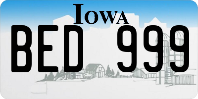 IA license plate BED999