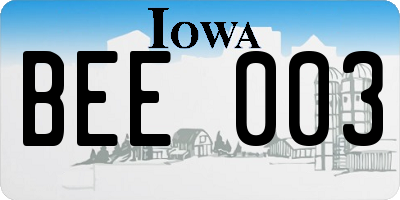 IA license plate BEE003