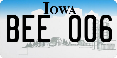 IA license plate BEE006