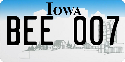 IA license plate BEE007