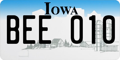 IA license plate BEE010