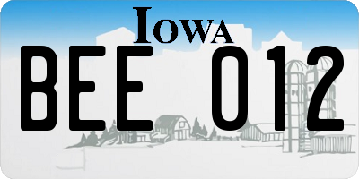 IA license plate BEE012