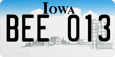 IA license plate BEE013