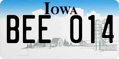 IA license plate BEE014