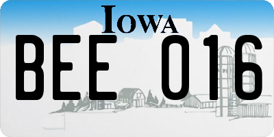 IA license plate BEE016