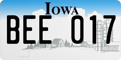 IA license plate BEE017