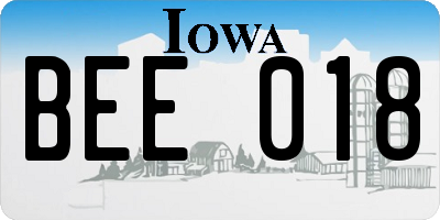 IA license plate BEE018