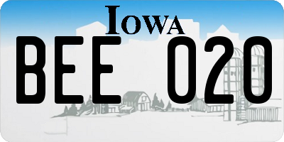 IA license plate BEE020