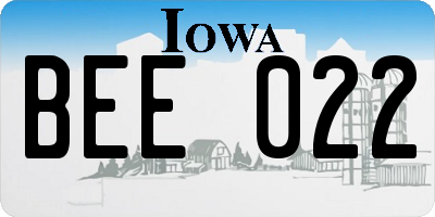 IA license plate BEE022