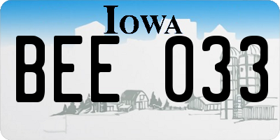 IA license plate BEE033