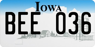 IA license plate BEE036