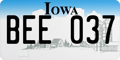 IA license plate BEE037