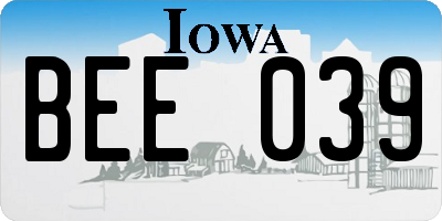IA license plate BEE039