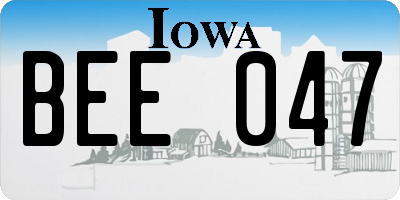 IA license plate BEE047