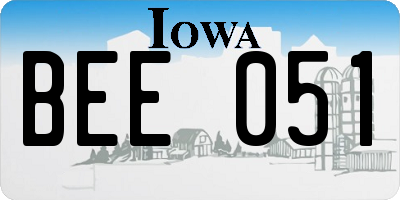 IA license plate BEE051