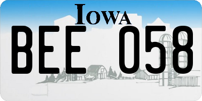 IA license plate BEE058
