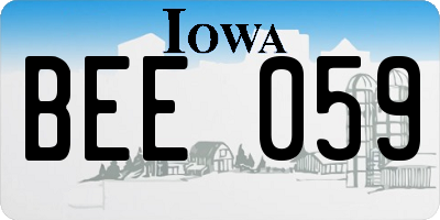 IA license plate BEE059