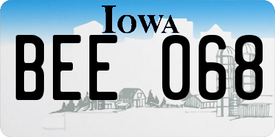 IA license plate BEE068