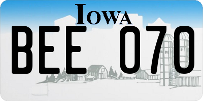 IA license plate BEE070