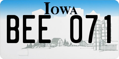 IA license plate BEE071