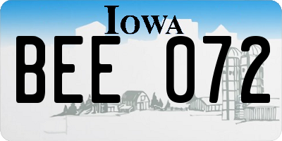 IA license plate BEE072