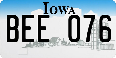 IA license plate BEE076