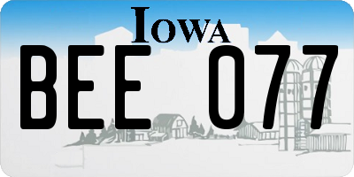 IA license plate BEE077