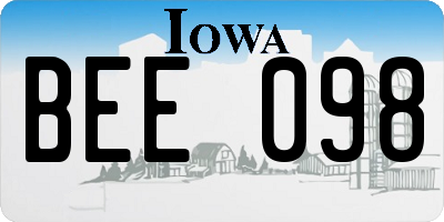 IA license plate BEE098